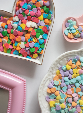 韩国复古生日蛋糕彩色糖珠深彩浅彩色马卡龙爱心形糖片 FP650 651