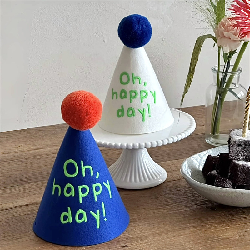 ohhappyday手绘涂鸦毛毡生日帽