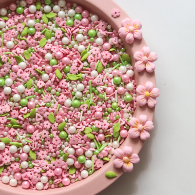 韩国粉绿小花蛋糕糖珠