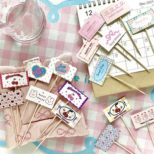 烘焙秘密 韩国长方形卡通生日插牌插件插旗 生日小旗蛋糕装饰配件