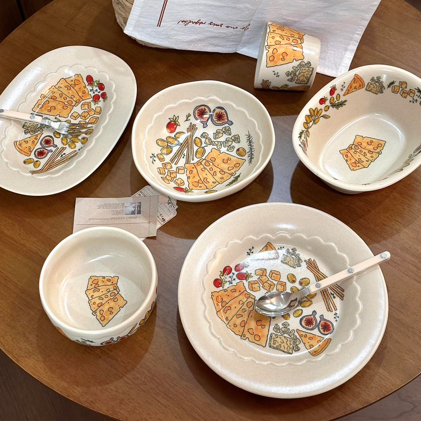 拾器集盘子碗餐具套装奶油风图片