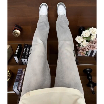 烟灰色美式高街牛仔裤男秋季