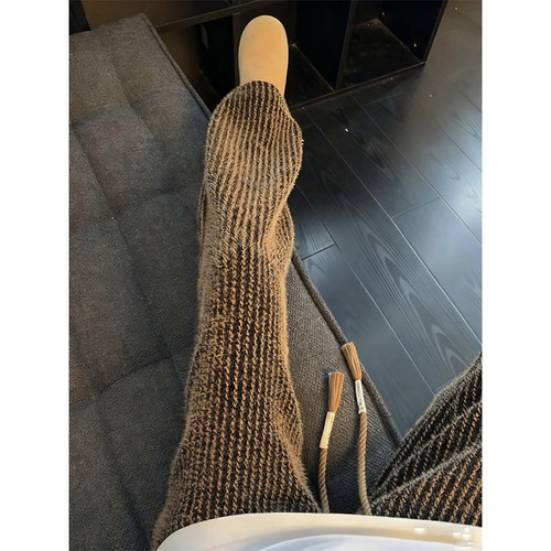 复古灯芯绒加绒阔腿卫裤男