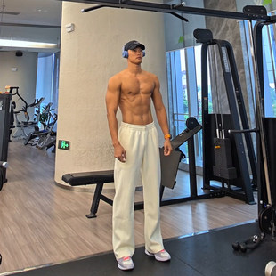 健身运动卫裤 痞帅加绒裤 男款 重磅休闲直筒裤 子 秋冬季 cleanfit美式