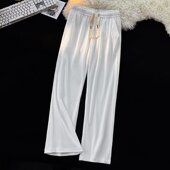 百搭宽松直筒休闲裤 高街垂坠感日系拖地裤 子男夏季 冰丝螺纹阔腿裤