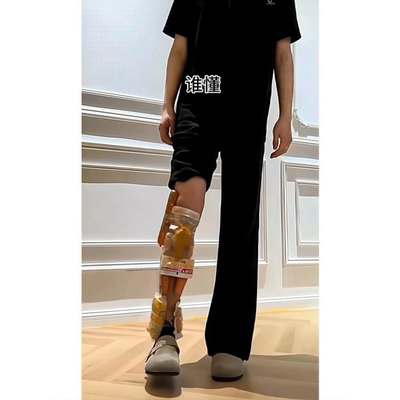 黑色冰丝微喇西裤男2025夏季薄款