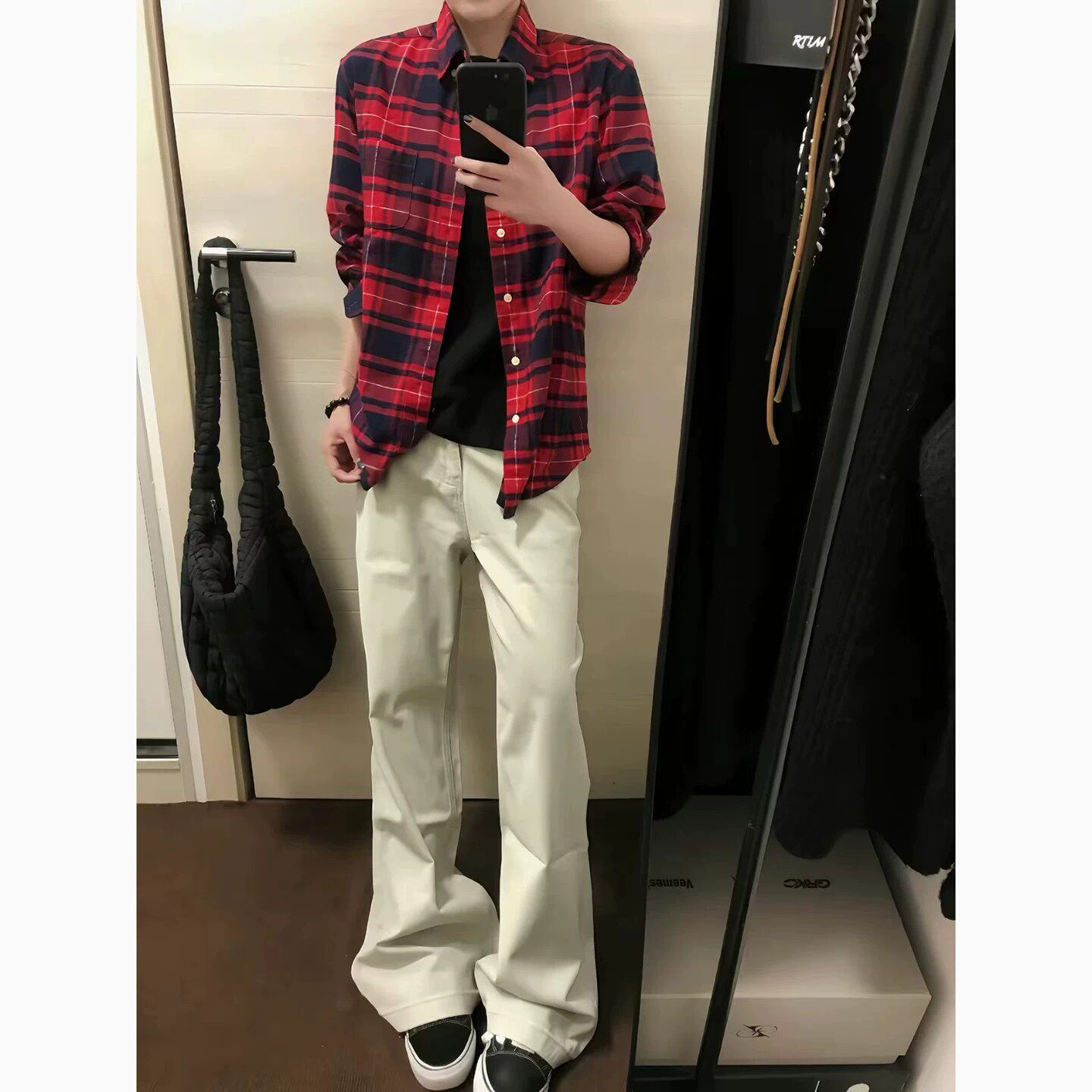 美式弯刀白色牛仔裤男款显瘦人夫感穿搭直筒裤子cleanfit微喇裤