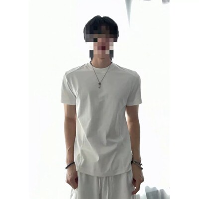 白色boxy短袖T恤男夏季解构