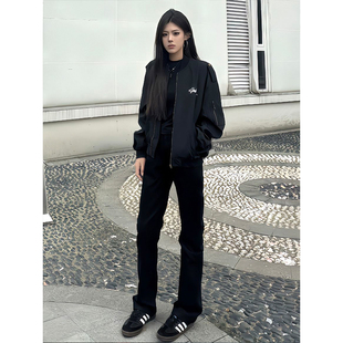 高街微喇牛仔裤 子vibe显腿长直筒裤 男款 痞帅高级感裤 秋季 黑色美式