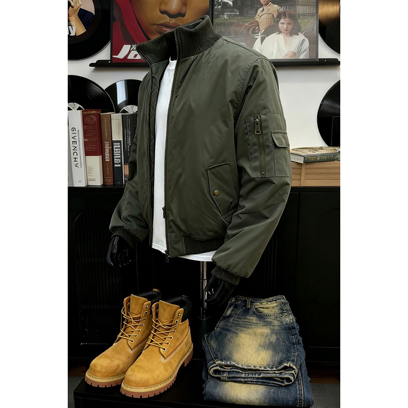 军绿色美式三防飞行棉服男冬