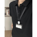 纯黑色短袖polo衫男女夏季高级感痞帅翻领t恤美式重磅正肩五分袖