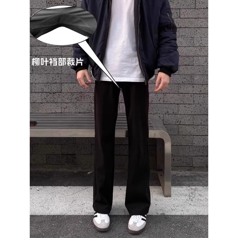 柳叶弯刀西裤男春秋cleanfit美式图片