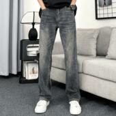 美式 子 宽松直筒休闲百搭拖地长裤 高街复古做旧水洗牛仔裤 男春秋季