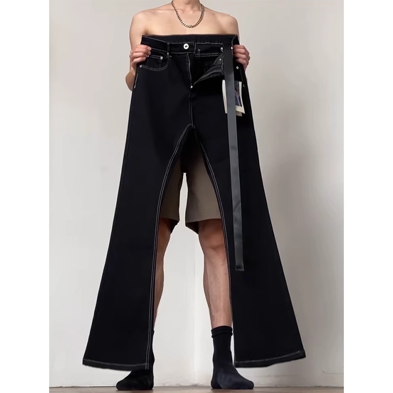 美式高街vibe裤子飘带弯刀牛仔