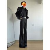 秋季 男款 高级感痞帅cleanfit裤 子美式 黑色微喇西装 高街直筒长裤 裤