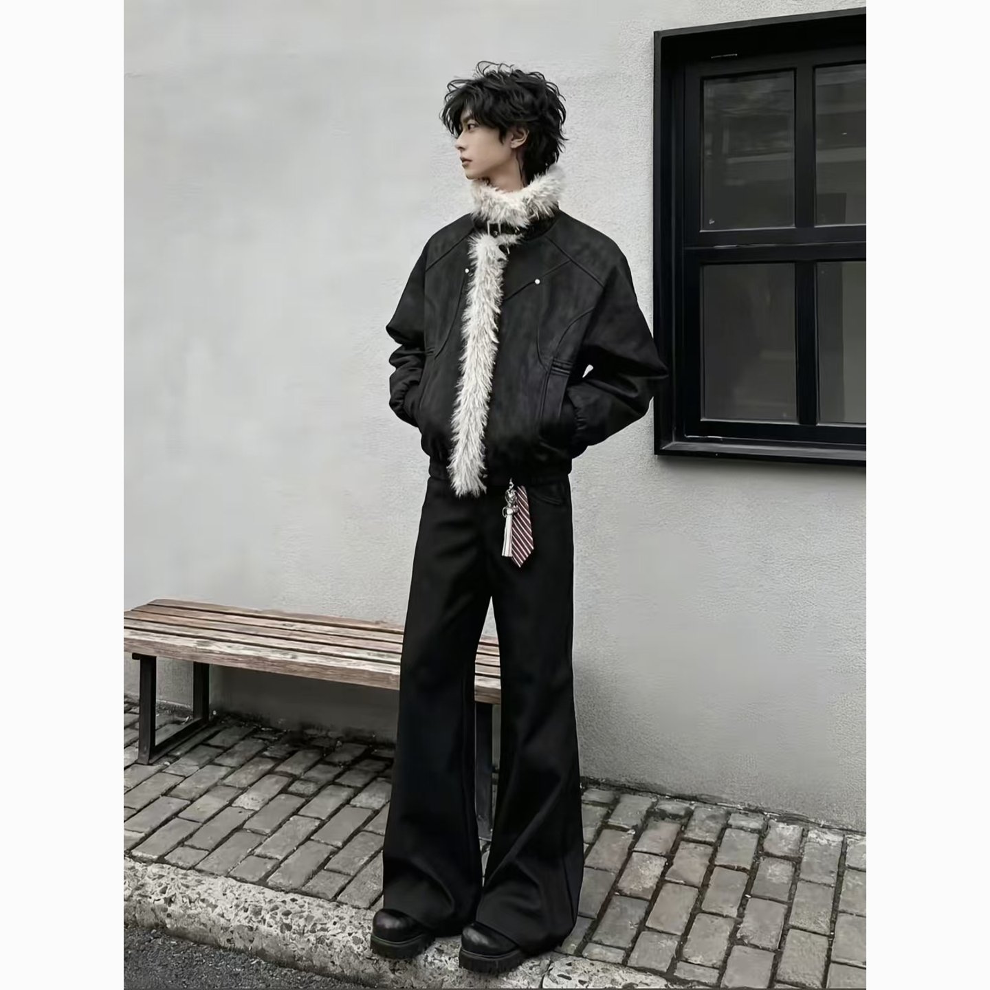 座山雕皮毛一体棉服冬季保暖外套