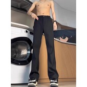 子cleanfit微喇直筒裤 黑色显瘦冰丝西裤 凉感速干垂感裤 薄款 男夏季