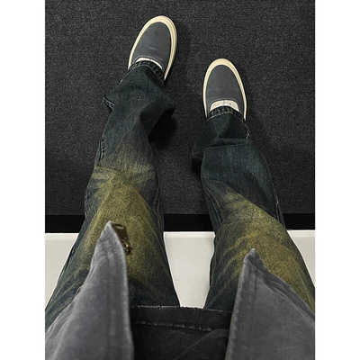 水洗美式复古vibe风蓝色牛仔裤子