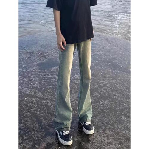 复古蓝痞帅高街男中腰牛仔裤