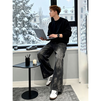 圆领卫衣男款秋冬加绒正肩