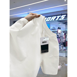 纯白色重磅硬挺t恤男款夏季三本针纯棉短袖正肩美式小领口五分袖