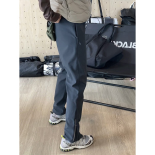 脚拉链户外运动登山裤 裤 男秋冬防风防水机能工装 灰蓝色软壳冲锋裤