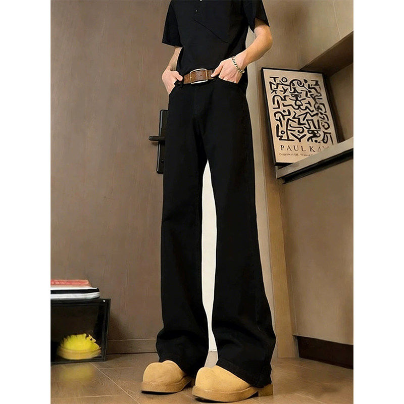 cleanfit黑色弯刀牛仔裤男款美式高街vibe裤子修身直筒高腰微喇裤,男装,牛仔裤,淘宝优惠券,粉丝福利购,淘宝优惠卷