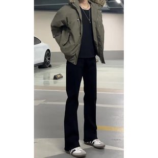 美式柳叶弯刀黑色西裤男夏季垂坠感高级感冰丝薄款直筒微喇裤子