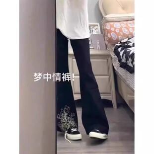 美式高街黑色微喇牛仔裤男新中式刺绣直筒裤子潮牌廓形提档喇叭裤