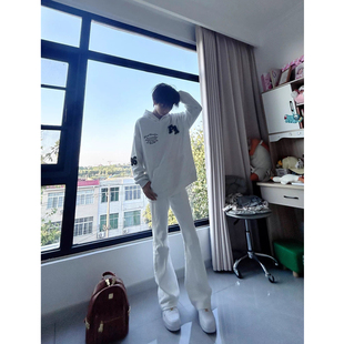 网红同款cleanfit微喇牛仔裤黑白美式高街百搭国潮长裤水洗男女裤