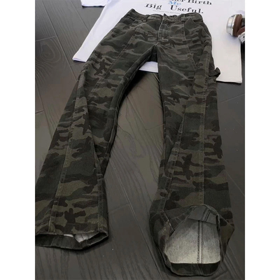 cleanfit迷彩高街男直筒牛仔裤