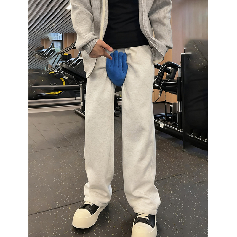 白花灰美式银狐绒卫裤男款秋冬