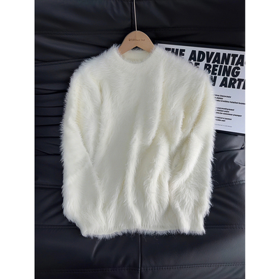 白色海马毛软糯毛衣慵懒高级感