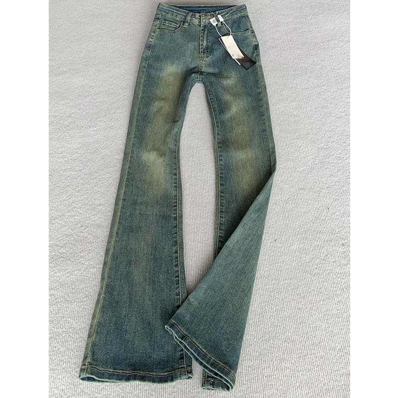 复古蓝微喇牛仔裤男夏季薄款
