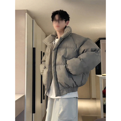 美式复古短款羽绒棉服男生冬季