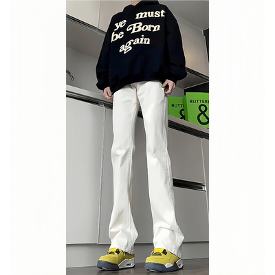 白色牛仔裤男美式高街vibe直筒