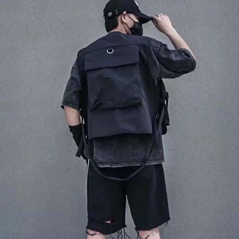 TACTICAL FUNCTIONAL WIND MULTI-POCKET VEST TOOLING SLEEVELESS VEST MENS VEST LOOSE TOP COAT OUTER WEAR MENS AND WOMENS TIDE