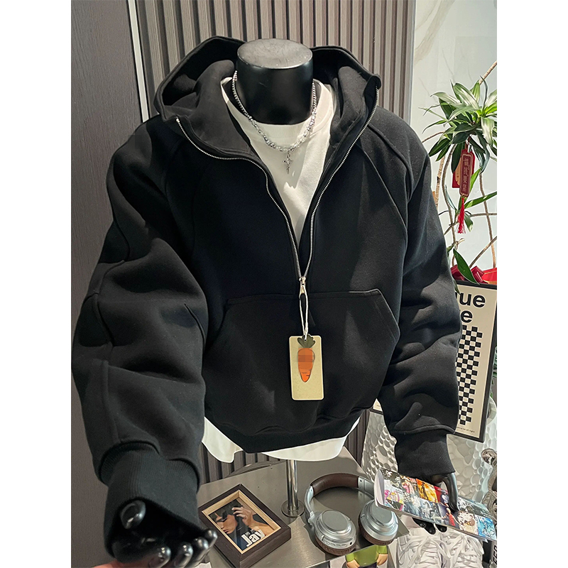 cleanfit黑色半拉链卫衣男款