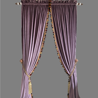 澳洲羊绒不倒绒美式客厅卧室加厚遮光窗帘紫色穿杆款复古纯色布帘