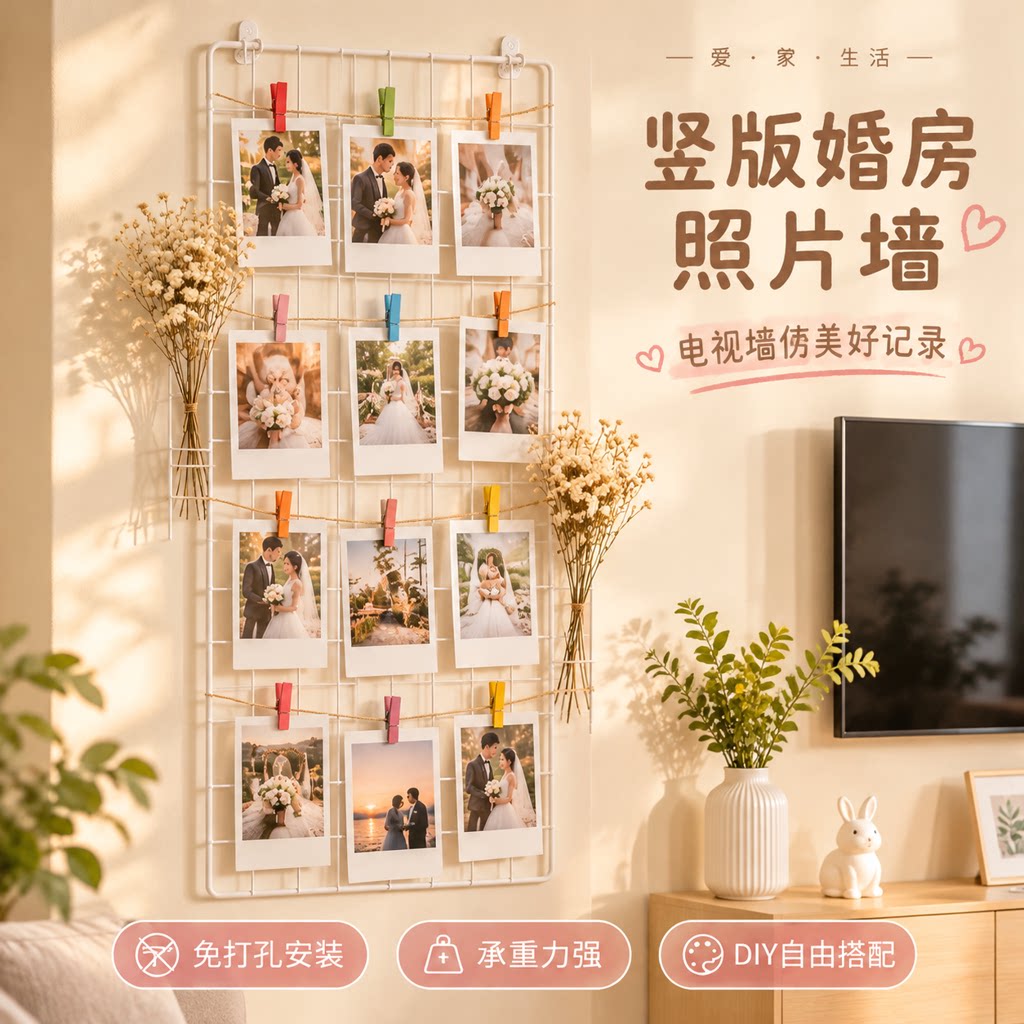 结婚照片展示墙面背景板客厅旅行相片照片墙上拼豆玩具挂件毛毡板