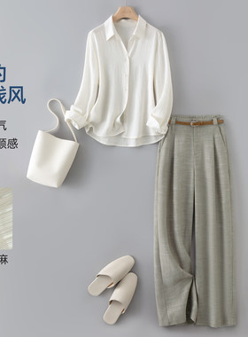 IHIMI海谧早春通勤衬衫两件套