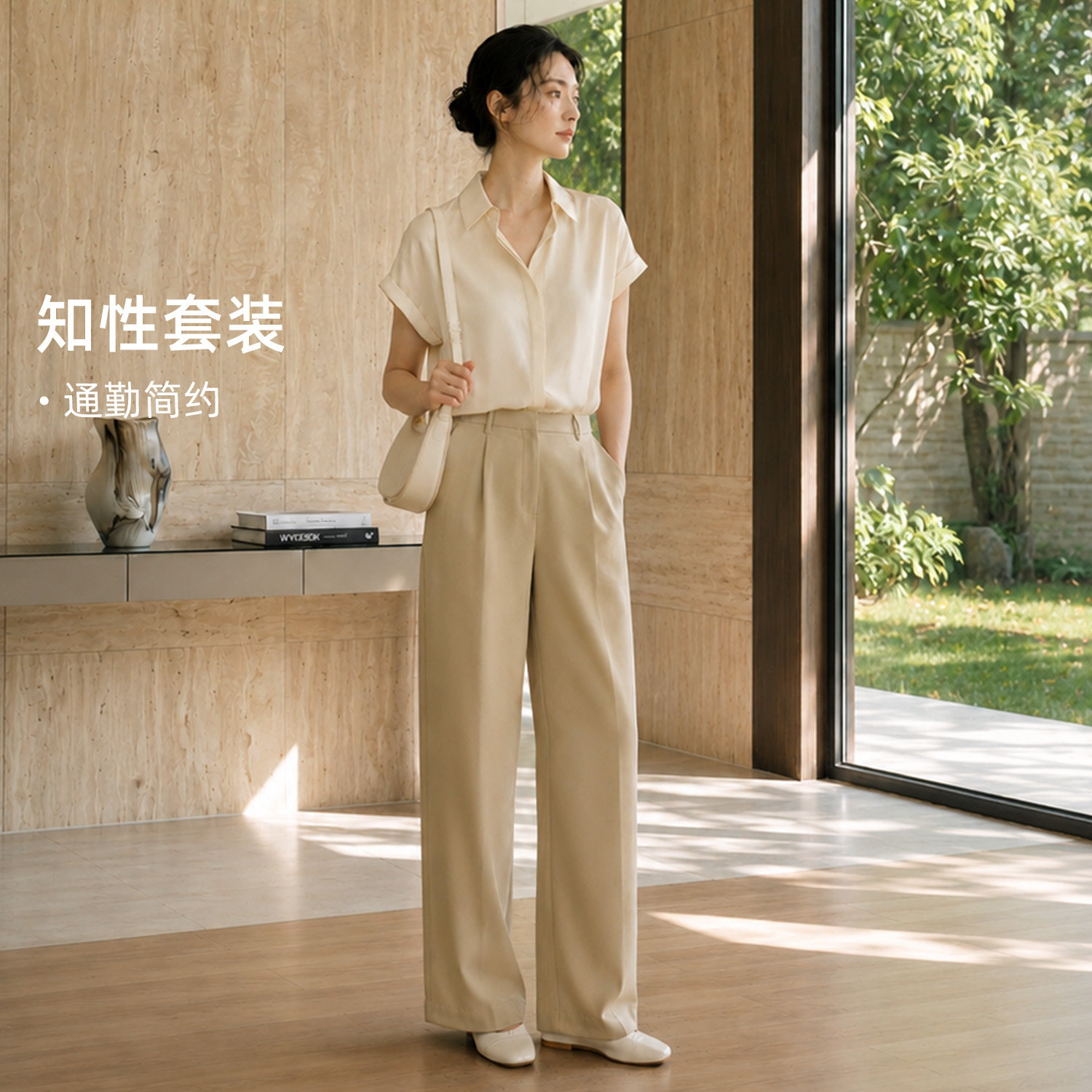 IHIMI海谧缎面衬衫休闲裤两件套