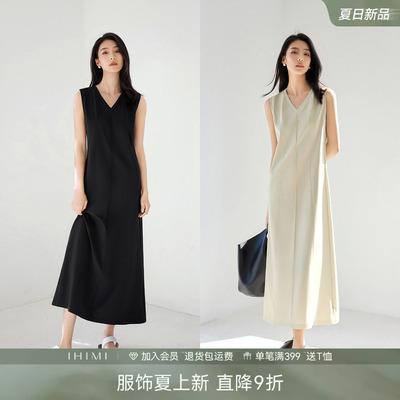 IHIMI海谧老钱风时髦无袖连衣裙
