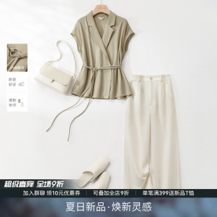 裤 IHIMI海谧轻奢西装 高级感修身 马甲八分裤 套 两件套女2025夏季