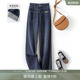 牛仔裤 IHIMI海谧薄绒高腰显瘦直筒裤 女复古时髦休闲长款 新款 冬季