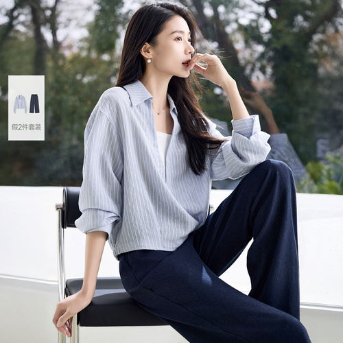 IHIMI海谧假两件麻感套装女