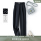 高腰垂感锥形宽松休闲裤 女2025春秋新款 裤 IHIMI海谧黑色显瘦西装
