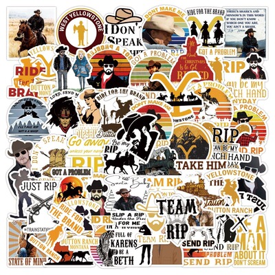 50张 Yellowstone 美剧黄石涂鸦贴纸行李箱摩托车笔记本贴画