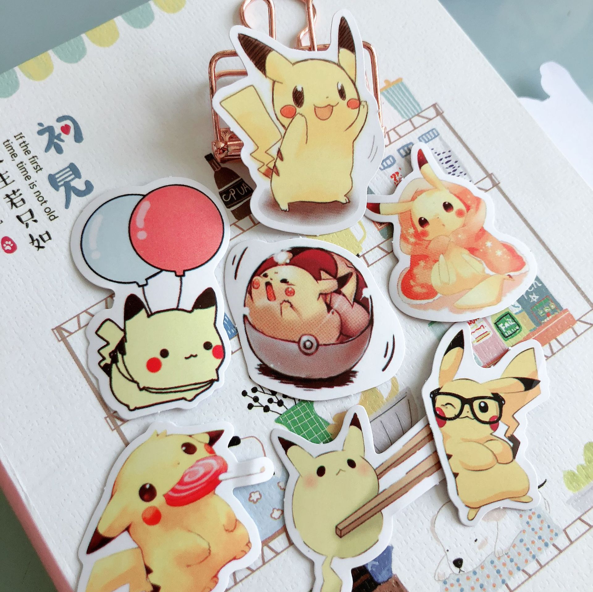 手账贴纸皮卡丘自制手账装饰日记相册笔记本手机壳相册贴纸