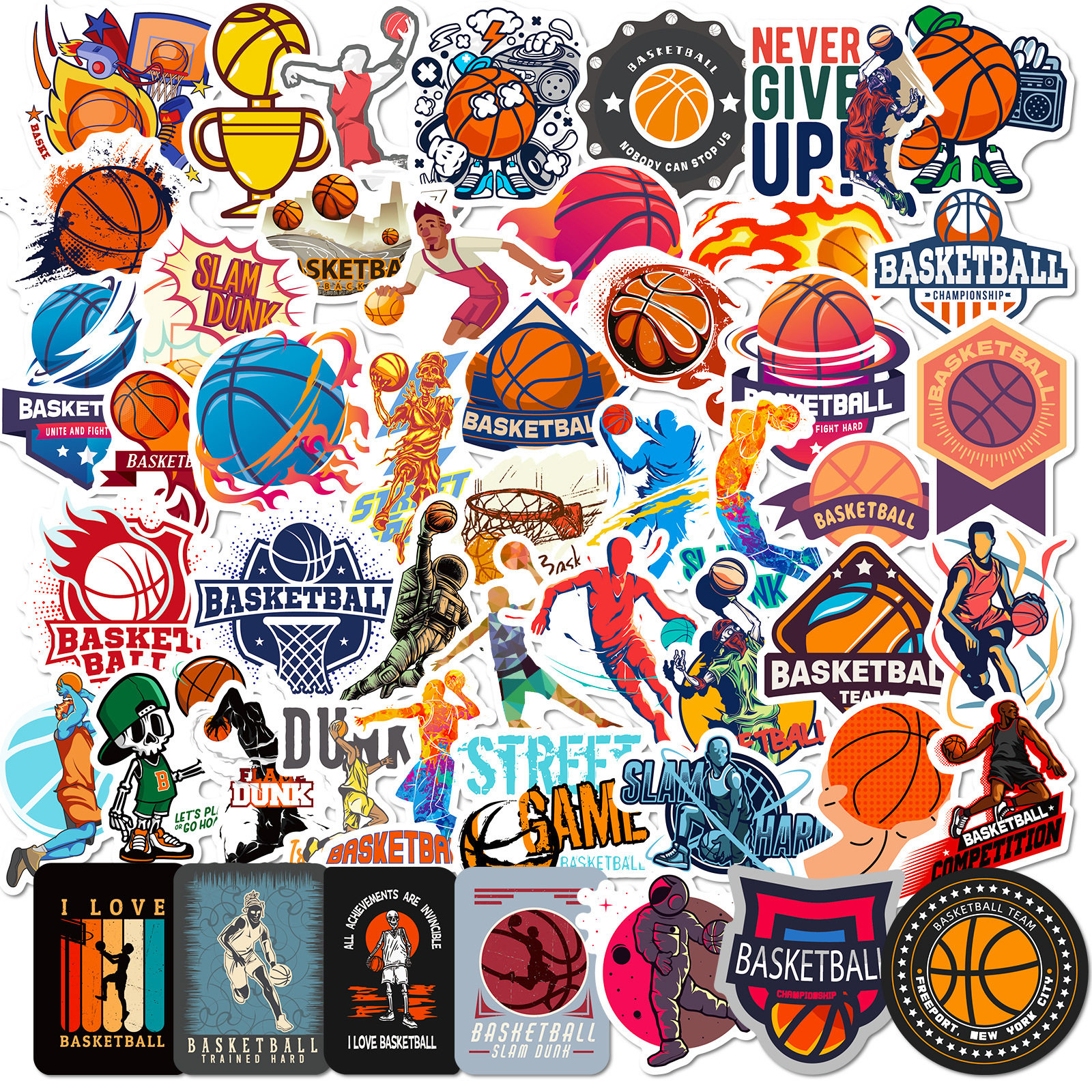 50张涂鸦篮球贴纸跨境美式新品体育运动NBA球赛篮球球星贴纸